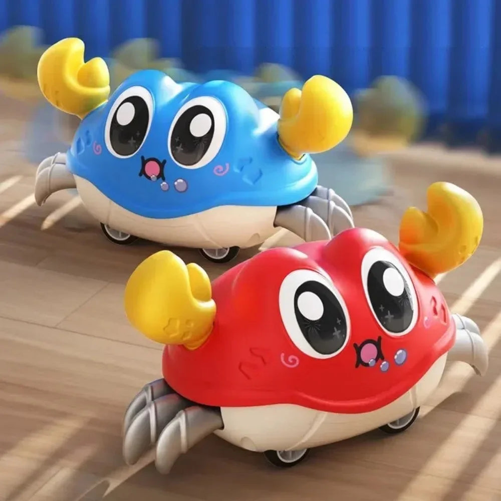 Interactive Crawling Crab Toy for Toddlers – Sensory Tummy Time Baby Toy with Double Pull-Back Movement