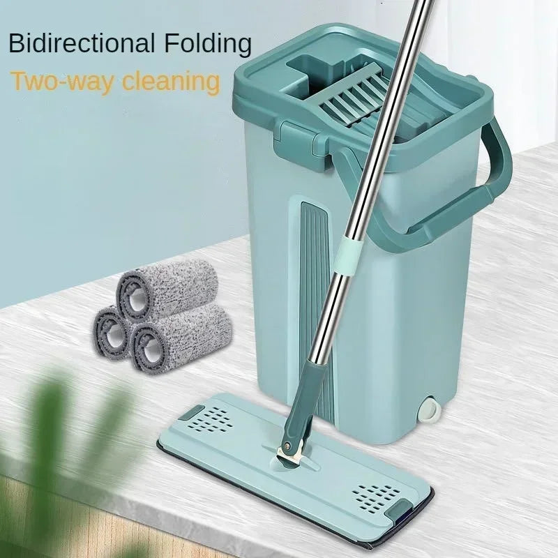 Self-Cleaning Flat Mop with Bucket – Effortless Floor Cleaning Solution