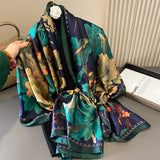 Bufanda tipo hijab de seda satinada con diseño para mujer, bufanda de verano a la moda con protección solar para la playa, pañuelo para la cabeza para mujer, nuevo