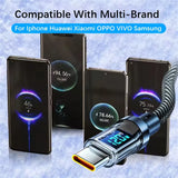 High-Speed 120W USB-C Fast Charging Cable with Digital Display and Overcharge Protection