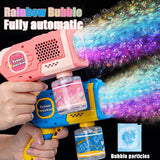 Space-Themed Automatic Bubble Gun - LED Bubble Machine for Kids Outdoor Play
