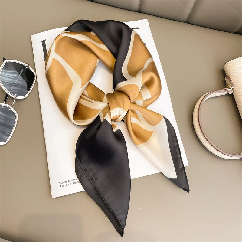 2024 Silk Square Scarf – Elegant Satin Bandana for Women