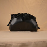 Women's PU Leather Dumpling Shoulder Bag – Elegant Ruched Crossbody & Clutch Handbag