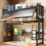 Escurridor de platos para colocar sobre el fregadero: organizador de drenaje y almacenamiento de acero inoxidable para la cocina