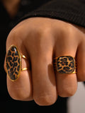 18K Gold Plated Stainless Steel Leopard Print Ring – Trendy & Stylish Statement Jewelry