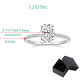 Oval Cut Moissanite Ring - 1CT/2CT/3CT D Color VVS1 Sterling Silver Wedding Band
