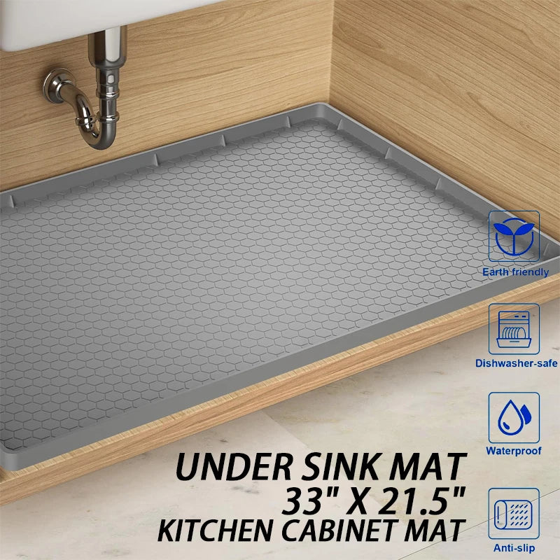 Alfombrilla impermeable debajo del fregadero: revestimiento de silicona flexible para gabinetes que protege contra fugas