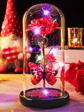 Eternal Rose in Glass Dome - Illuminated Galaxy Flower with Butterfly for Mothers Day