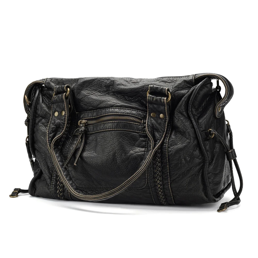 Vintage Large-Capacity Women’s Handbag – Soft PU Leather Tote, Retro Shoulder & Crossbody Bag