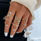 Boho Vintage Animal Ring Set for Women – Adjustable Zinc Alloy Bands