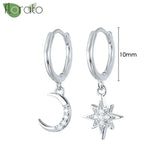 Sterling Silver Zircon Hoop Earrings for Women – Elegant Star & Heart Design