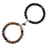 Magnetic Couple Bracelets Set - Natural Stone Heart Bead Lovers' Bracelets