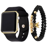 Unisex LED Digital Watch - Fashion Square Silicone Strap Timepiece