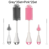 360° Rotating 3-in-1 Silicone Baby Bottle & Pacifier Cleaning Brush Set – BPA-Free, Soft & Durable