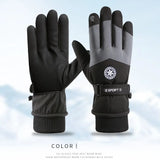 Winter Unisex Snowboard Ski Gloves PU Leather Non-slip Touch Screen Waterproof Motorcycle Cycling Fleece Warm Snow Gloves