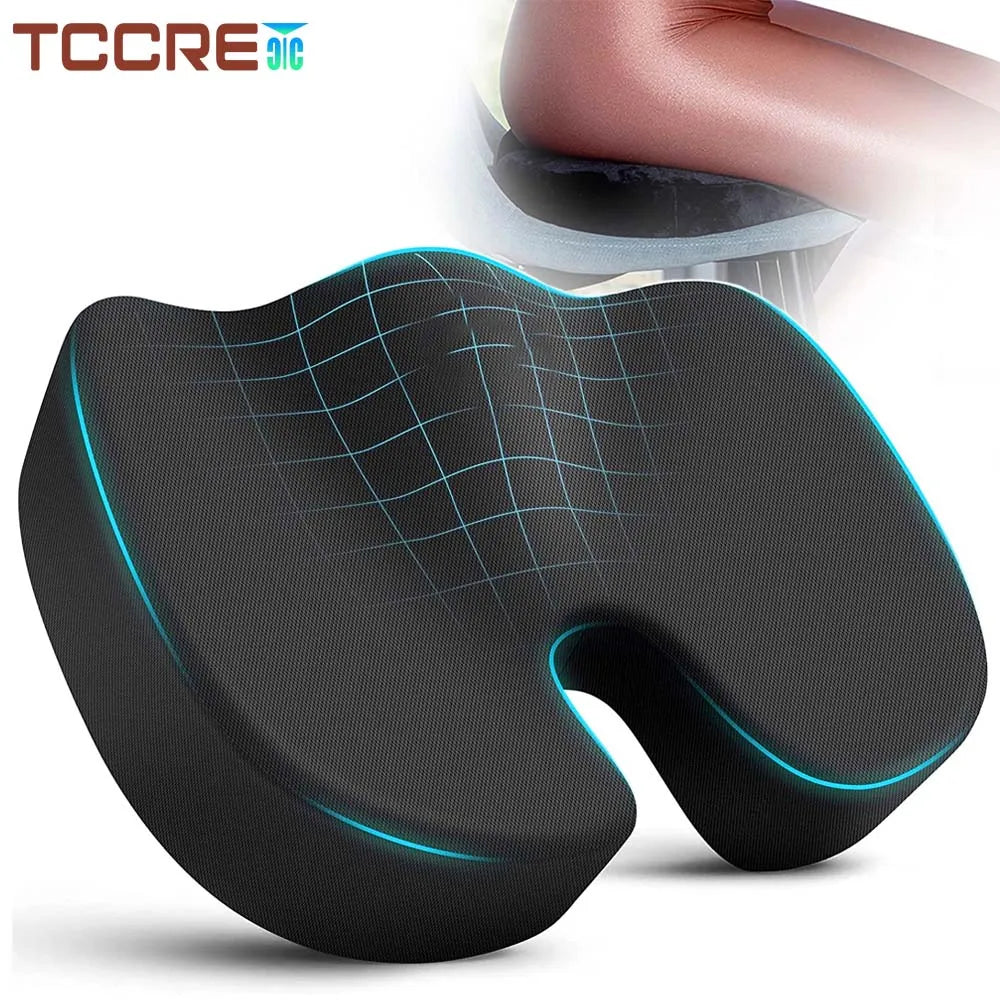 Memory Foam Coccyx Seat Cushion - U-Shaped Orthopedic Pillow for Car & Office