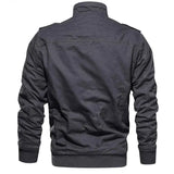 Men’s Military Cargo Jacket – Fleece-Lined, Stand Collar, Winter Outerwear