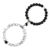 Magnetic Couple Bracelets Set - Natural Stone Heart Bead Lovers' Bracelets