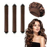 Juego de rizador de pelo sin calor: gorro de dormir de satén y varillas para rizar el cabello sin calor