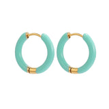 Stainless Steel Enamel Hoop Earrings for Women – Trendy Summer Style
