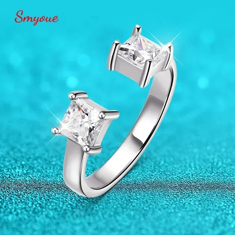 Princess Cut Moissanite Ring – 1CTTW 925 Sterling Silver Wedding Band for Women