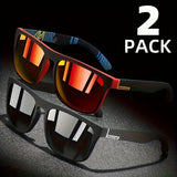 2-Pack Square Polarized Sunglasses – Anti-Glare UV400 Shades for Travel, Driving & Fishing