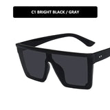 Vintage Flat Top Sunglasses – Black Square UV400 Gradient Shades for Men & Women