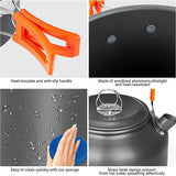 Juego de utensilios de cocina para acampar: juego de vajilla y utensilios de cocina para exteriores antiadherentes con tetera