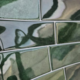 10 pegatinas para azulejos con diseño de ladrillo verde: paneles de pared impermeables y resistentes al calor que se despegan y se adhieren