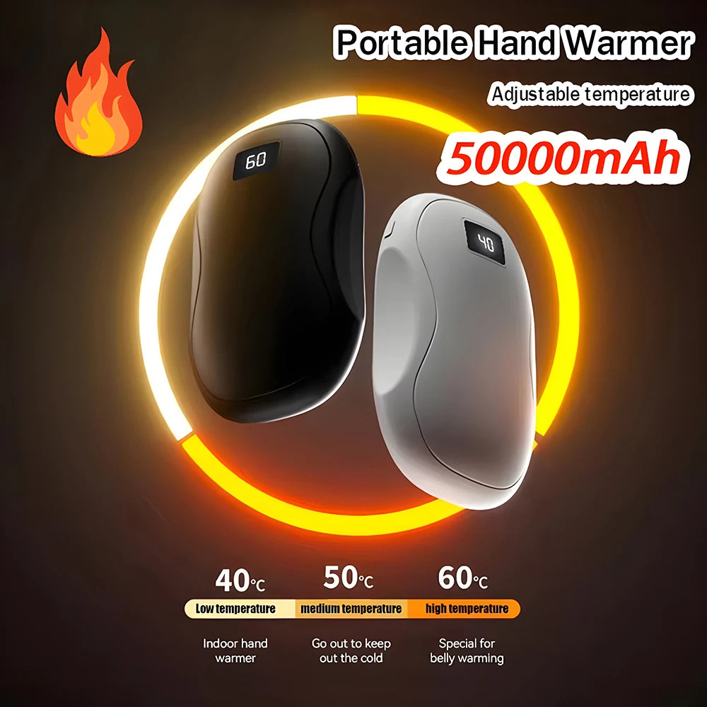 Portable 50000mAh Hand Warmer and Power Bank with Digital Display