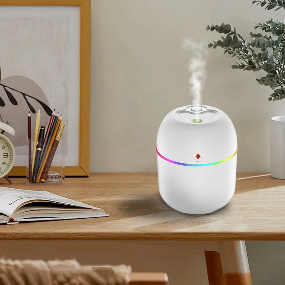 Mini USB Air Humidifier - 220ml Portable Aroma Diffuser with Color Changing Light