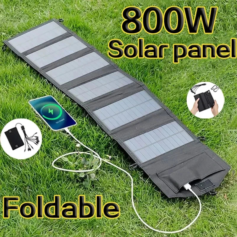Foldable 800W Solar Panel Charger with USB Output for Outdoor Devices
