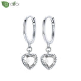 Sterling Silver Zircon Hoop Earrings for Women – Elegant Star & Heart Design