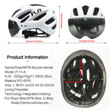 USB Rechargeable Bike Helmet with LED Light & Sun Visor - Lightweight Cycling Helmet for Men