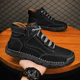 Men’s Lace-Up Split Leather Ankle Boots – Comfortable & Casual Spring/Autumn Footwear