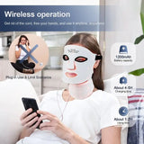7-Color LED Silicone Mask for Skin Tightening, Anti-Acne & Rejuvenation – Wireless Face & Neck Treatment
