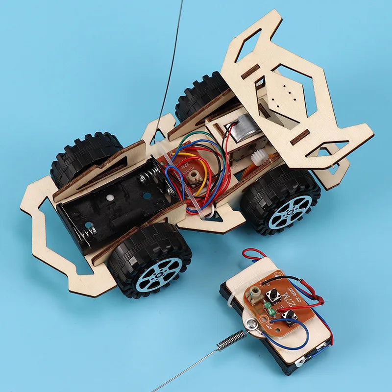 DIY Wooden RC Car Assembly Kit for Kids – Educational 4WD Vehicle Building Toy