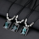 Trendy Geometric Glass Pendant Necklace for Women – Zinc Alloy & Leather Design