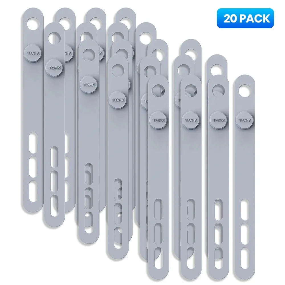 Silicone cable ties – grey 20 pack