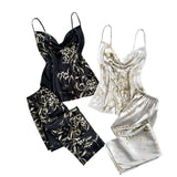 Men’s Sleeveless Floral Pajama Set – Lightweight V-Neck Loungewear with Belted Waist