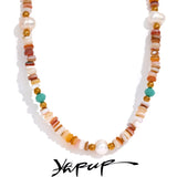 Trendy Gold-Plated Geometric Stone Chain Necklace for Women