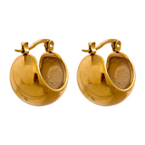 Pendientes de aro de acero inoxidable de moda: elegantes joyas bañadas en oro para mujer