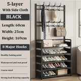 Perchero para ropa, zapatero de varias capas, para puerta, estante para sombreros y zapatos, organizador sencillo de suelo para sala de estar, estantes de almacenamiento