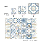 Juego de 24 pegatinas de azulejos de colores claros para pared, papel tapiz para renovación del hogar, cocina, baño, impermeables, autoadhesivas