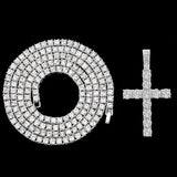 Iced Out Cross Pendant Necklace – Hip Hop Tennis Chain for Men & Women