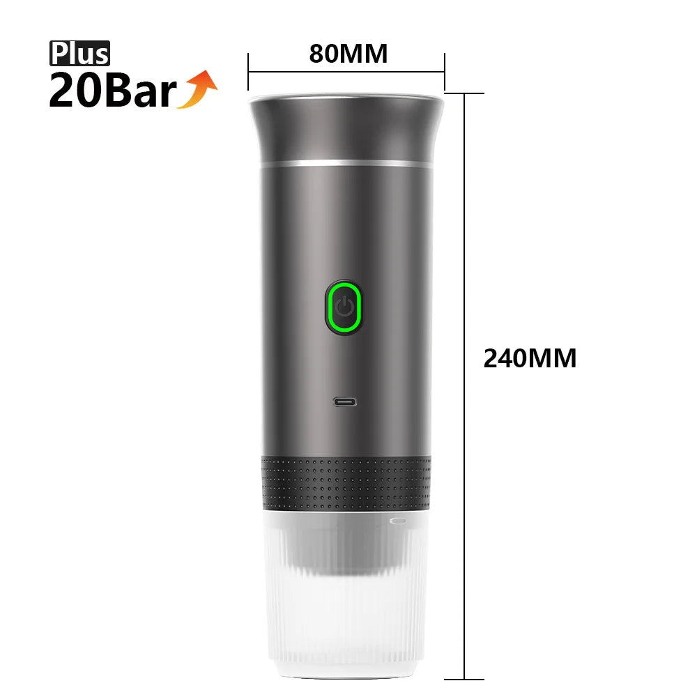 Portable Espresso Maker – 20 Bar Pressure, 3-in-1 Coffee Machine for Travel & Home