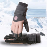 Winter Unisex Snowboard Ski Gloves PU Leather Non-slip Touch Screen Waterproof Motorcycle Cycling Fleece Warm Snow Gloves