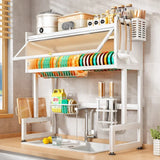 Escurridor de platos para colocar sobre el fregadero: organizador de drenaje y almacenamiento de acero inoxidable para la cocina