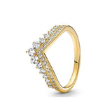 Anillo de plata 925 chapado en oro nuevo 2024 con circonita brillante y doble banda en forma de corazón para mujer, anillo Pandor original, joyería fina