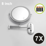 Wall-Mounted LED Makeup Mirror with Magnification and Dual-Sided Swivel
